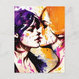 Farbenfrohe Kiss Postkarte