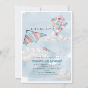 Farbenfrohe Kite & Blue Sky Geburt Einladung