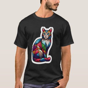 Farbenfrohe Kitten Lover Niedlich Geometrie Mosaik T-Shirt