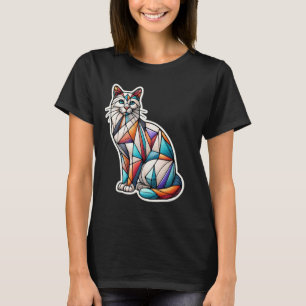 Farbenfrohe Kitten Lover Niedlich Geometrie Mosaik T-Shirt