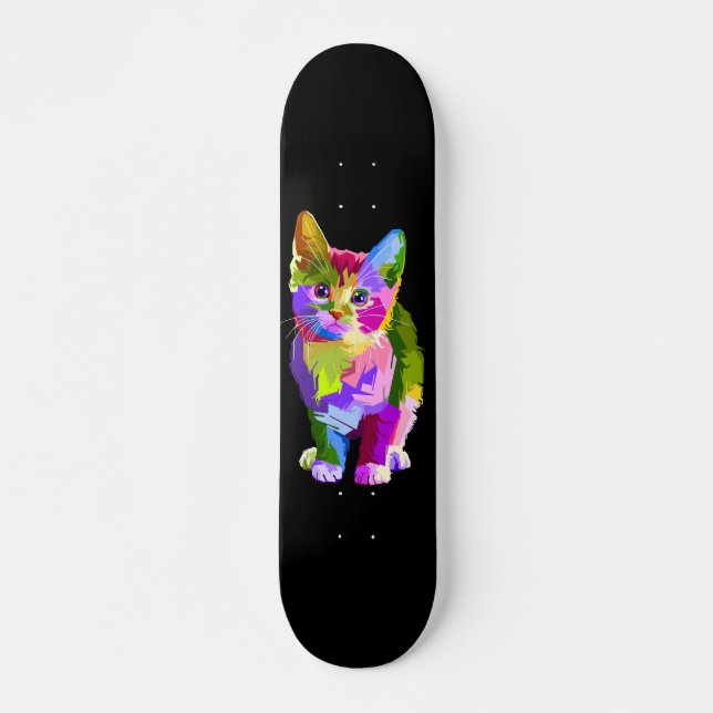 farbenfrohe Kitty Skateboard (Vorne)