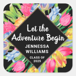 Farbenfrohe Klasse 2025 Inspirational Abschluss Quadratischer Aufkleber