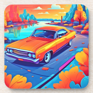 Farbenfrohe Klassik Ride Design Getränkeuntersetzer