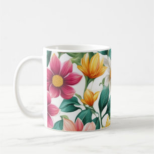 Farbenfrohe, klassische Fun-Blume-Muster Kaffeetasse