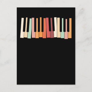 Farbenfrohe Klaviertasten Retro Pianist Postkarte