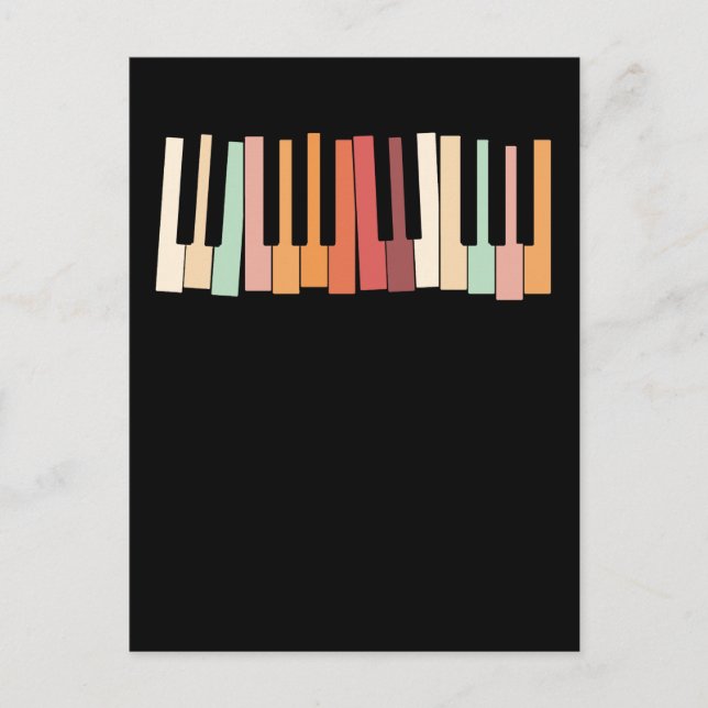 Farbenfrohe Klaviertasten Retro Pianist Postkarte (Vorderseite)
