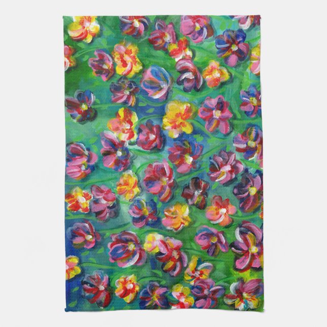 Farbenfrohe kleine Blume Originelles Kunstwerk Geschirrtuch (Vertikal)