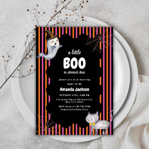 Farbenfrohe kleine Boo Ghost Cat Kinderdusche Einladung