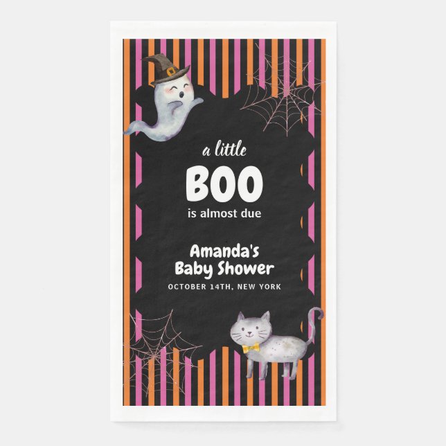 Farbenfrohe kleine Boo Ghost Cat Kinderdusche Serviette (Vorderseite)