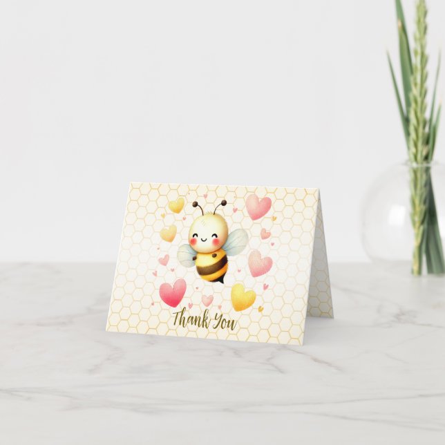 Farbenfrohe kleine Honey Bee Baby Dusche Niedlich Dankeskarte (Vorderseite)