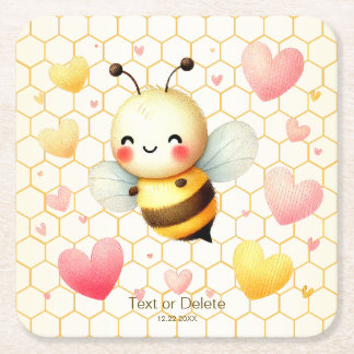 Farbenfrohe kleine Honey Bee Baby Dusche Niedlich Rechteckiger Pappuntersetzer