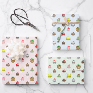 Farbenfrohe kleine Kuchen Geschenkpapier Set