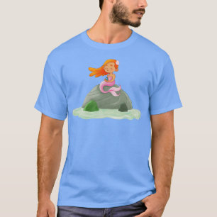 Farbenfrohe kleine Meerjungfrau mit Babyvogel T-Shirt