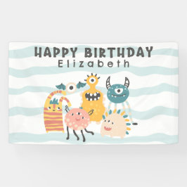 Farbenfrohe kleine Monster Geburtstagsbanner Banner