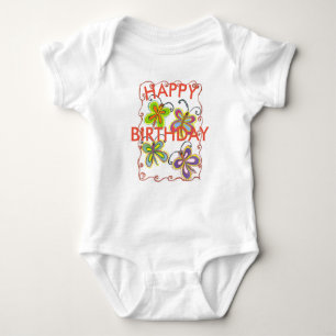 Farbenfrohe kleine Prinzessin Happy Birthday Baby Strampler