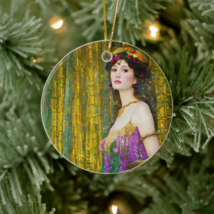 Farbenfrohe Klimt Style Collage Porträt einer Frau Keramik Ornament