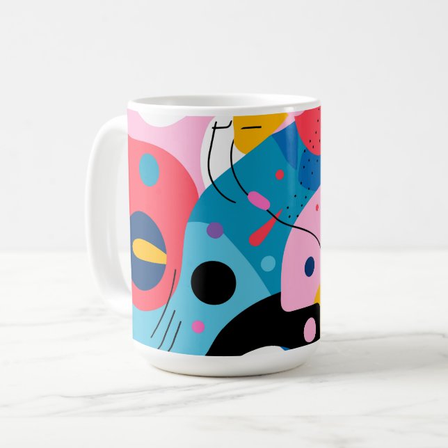 Farbenfrohe knetische Formen, moderne geometrische Kaffeetasse (Vorderseite Links)