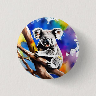 Farbenfrohe Koala Bear Watercolor Splash, Button