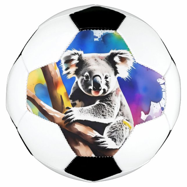 Farbenfrohe Koala Bear Watercolor Splash, Fußball (Vorderseite)
