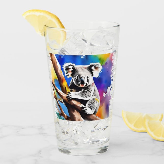 Farbenfrohe Koala Bear Watercolor Splash, Glas (Vorderseite Ice)