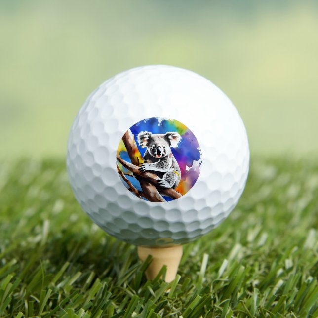 Farbenfrohe Koala Bear Watercolor Splash, Golfball (Insitu T-Shirt)