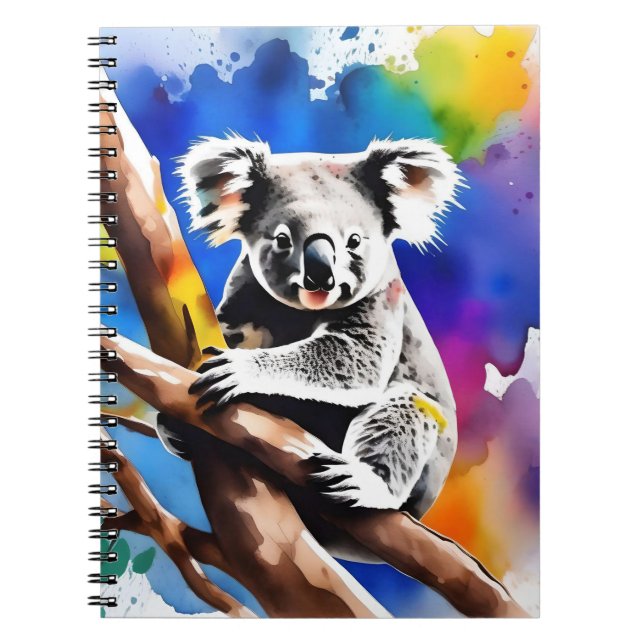 Farbenfrohe Koala Bear Watercolor Splash, Notizblock (Vorderseite)