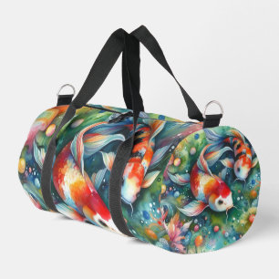 Farbenfrohe Koi Fisch Whimsisches Wasser Orange Aq Duffle Bag