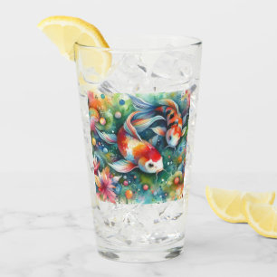 Farbenfrohe Koi Fisch Whimsisches Wasser Orange Aq Glas