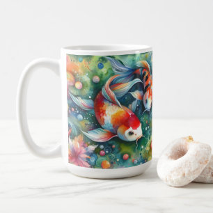 Farbenfrohe Koi Fisch Whimsisches Wasser Orange Aq Kaffeetasse