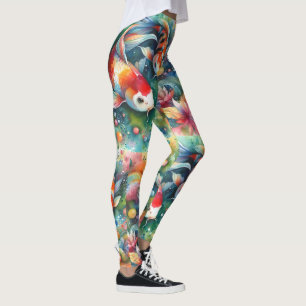 Farbenfrohe Koi Fisch Whimsisches Wasser Orange Aq Leggings