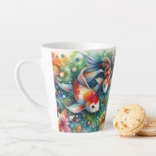 Farbenfrohe Koi Fisch Whimsisches Wasser Orange Aq Milchtasse