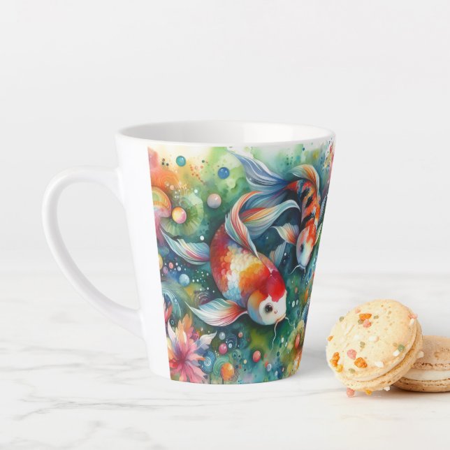 Farbenfrohe Koi Fisch Whimsisches Wasser Orange Aq Milchtasse (Beispiel)