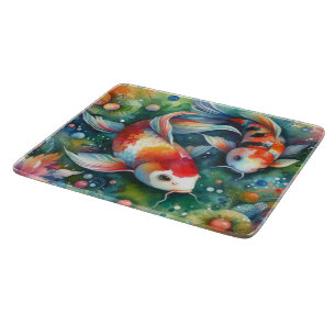 Farbenfrohe Koi Fisch Whimsisches Wasser Orange Aq Schneidebrett