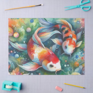 Farbenfrohe Koi Fish Aquarell Orange Decoute Seidenpapier