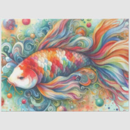 Farbenfrohe Koi Fish Aquarell Orange Decoute Seidenpapier