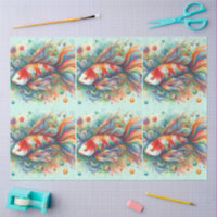 Farbenfrohe Koi Fish Aquarell Orange Decoute