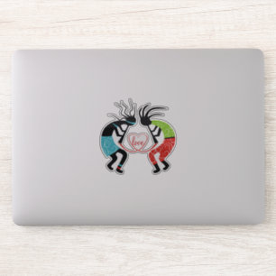 Farbenfrohe Kokopelli Liebe Herz Aufkleber