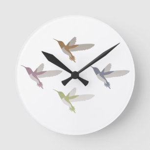 Farbenfrohe Kolibris Runde Wanduhr