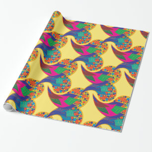 Farbenfrohe Konfetti abstrakt Paisley Rainbow Trop Geschenkpapier
