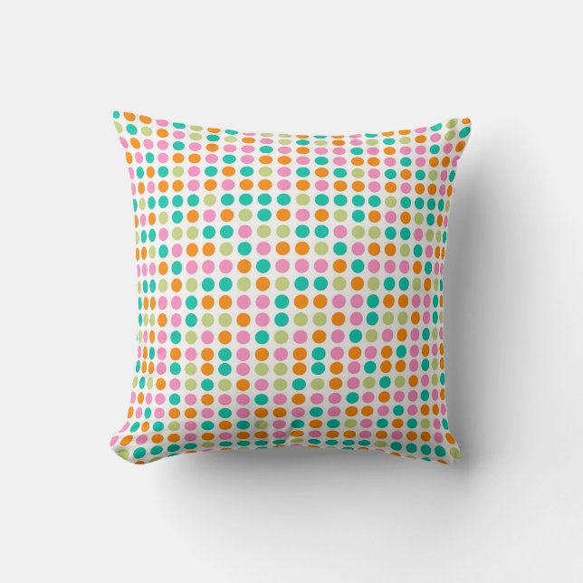 Farbenfrohe Konfetti Polka Punkte Retro 60er Art Kissen (Vorderseite)