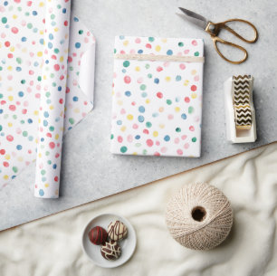 Farbenfrohe Konfetti-Punkte Geburtstag Geschenkpapier