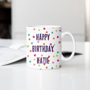 Farbenfrohe Konfetti-Sprinklen polka dot rainbow Kaffeetasse