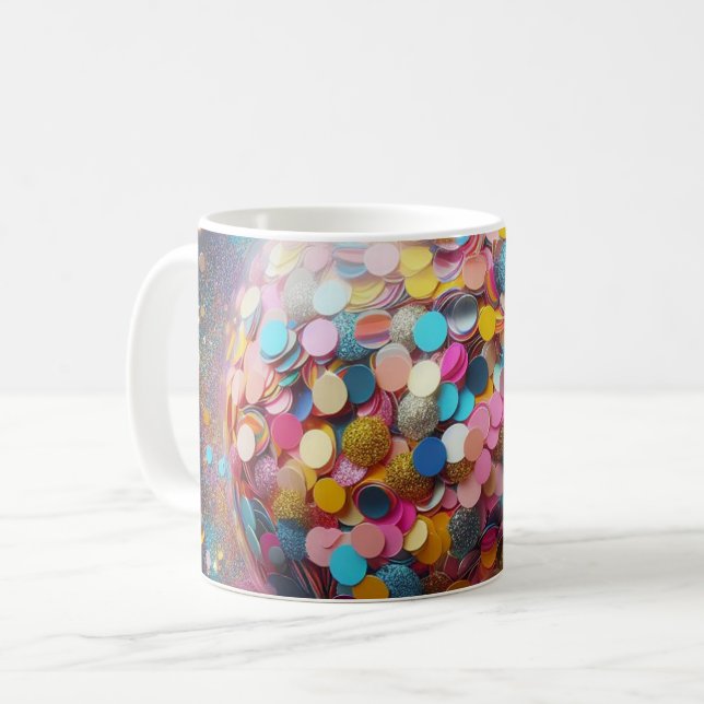 Farbenfrohe Konfetti-Tasse! Kaffeetasse (Vorderseite Links)