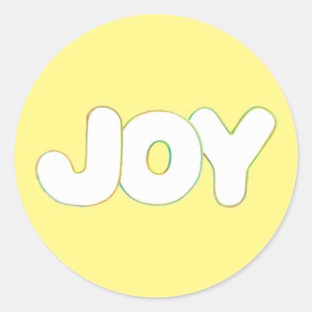 Farbenfrohe Kontur Kunst - Freude - Wortaufkleber Runder Aufkleber (Vorderseite)