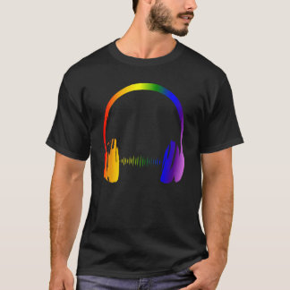 Farbenfrohe Kopfhörer Regenbogen Party Techno Radi T-Shirt