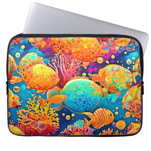 Farbenfrohe Korallenriff Artwork Laptopschutzhülle