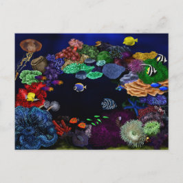 Farbenfrohe Korallenriffe und Fischriff Kunst, Dic Postkarte