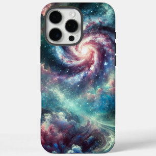 Farbenfrohe kosmische Galaxie Spiralnebel und Ster iPhone 16 Pro Max Hülle