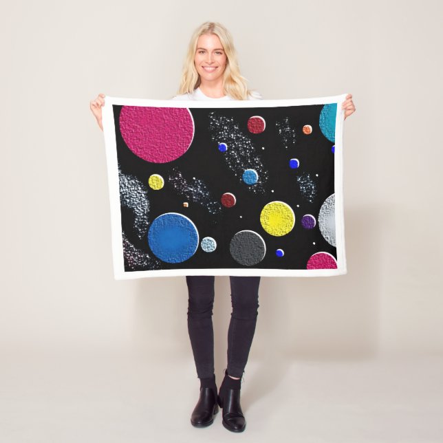 Farbenfrohe Kosmische Planeten Fleece-Decke Fleecedecke (Beispiel)