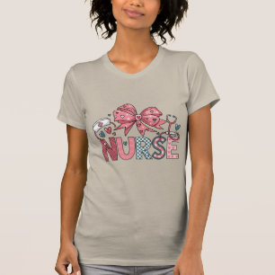 Farbenfrohe Krankenpflege - Glitzer Buchstaben, ro T-Shirt